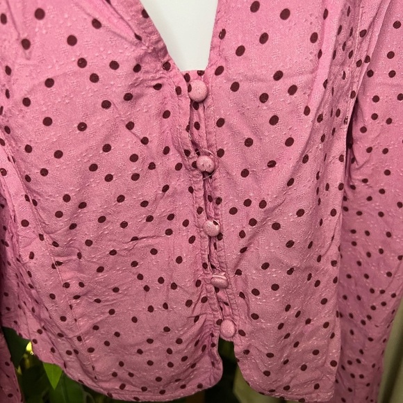 FREE PEOPLE Maye Printer Top Polka Dress Size XL Pink Combo - Picture 4 of 9